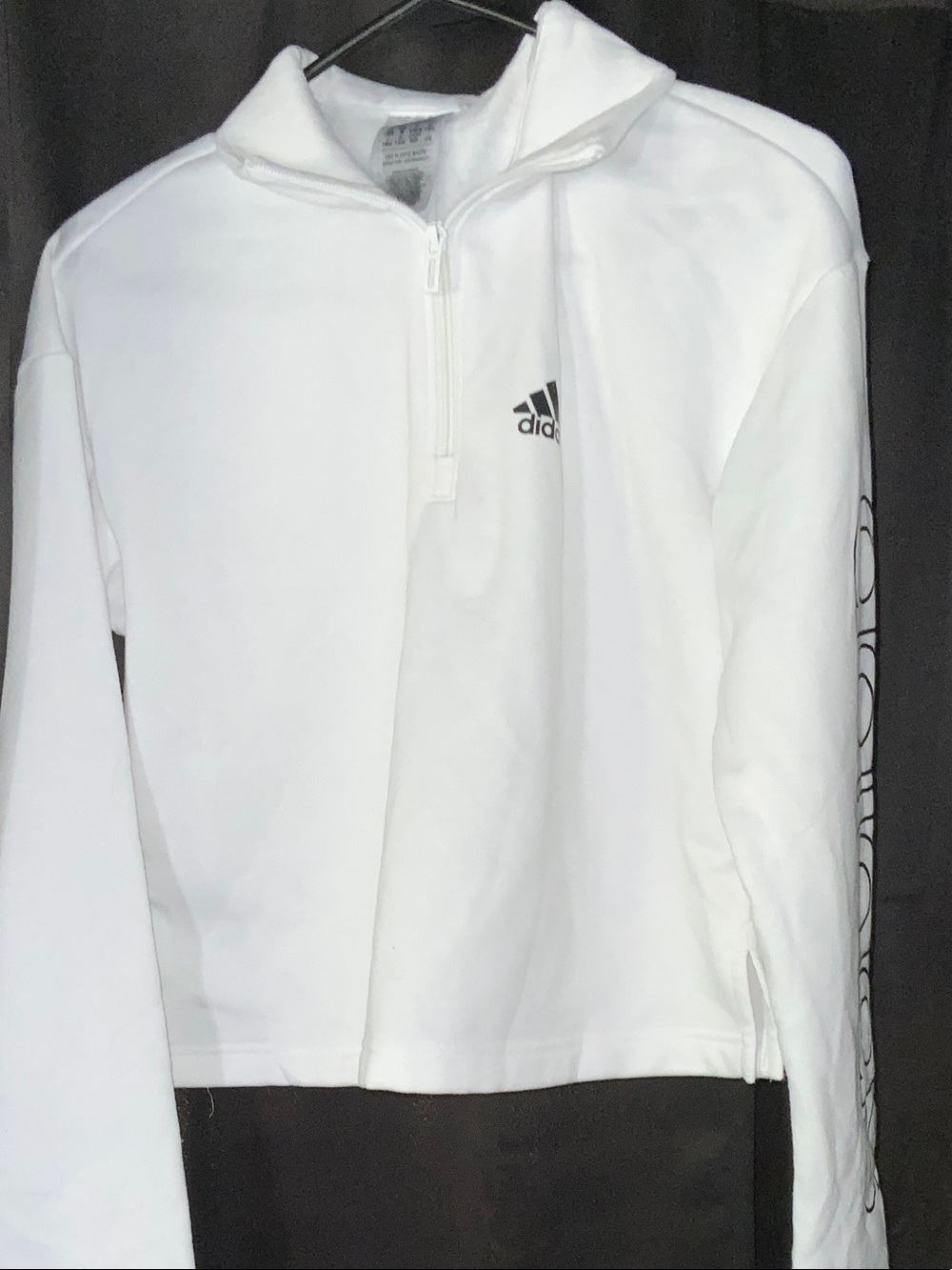adidas White Half-Zip Pullover with Black Logo